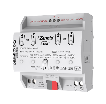 Диммер KNX универсальный, 2-канальный, 310W Zennio DIMinBOX DX2 ZDI-DBDX2