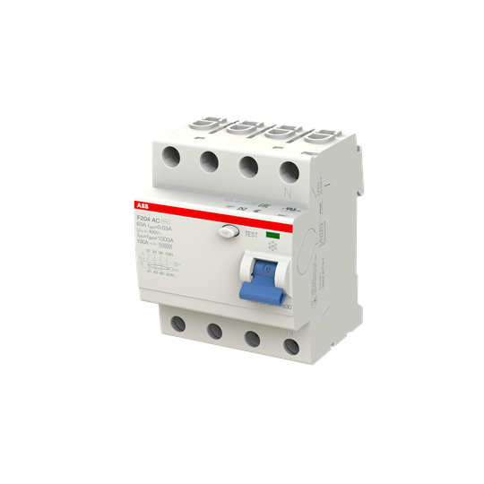 Устройство защитного отключения (УЗО) ABB F204 AC-63/0.03 Тип-AC 4P 63A 30мА 2CSF204001R1630