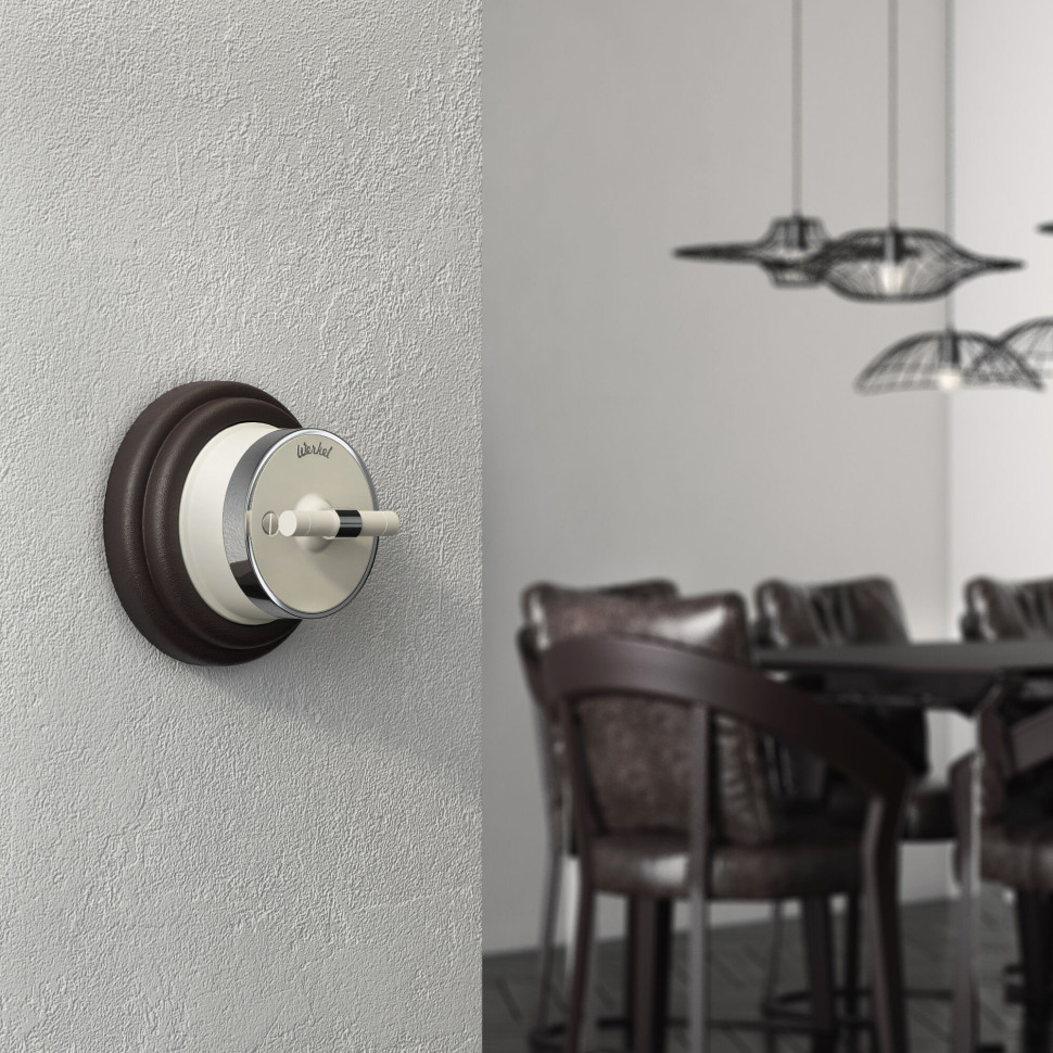 Переключатель/выключатель одноклавишный Vintage слоновая кость матовый/хром W5812055