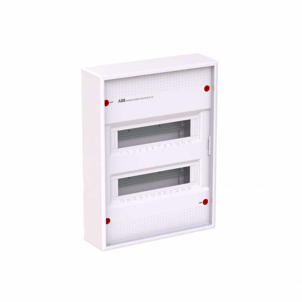 AK624E2 ABB Накладной шкаф на 24(28) модулей (с винтовыми клеммами N/PE) 2-рядный, IP30, без двери 2CPX032569R9999