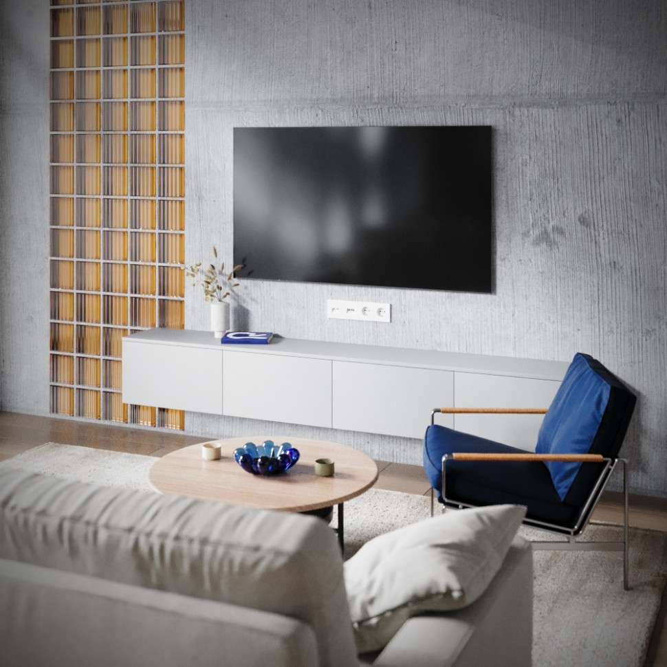 Розетка телевизионная встраиваемая VOLTUM S70 TV+RJ45 кат. 6, (белый глянцевый)