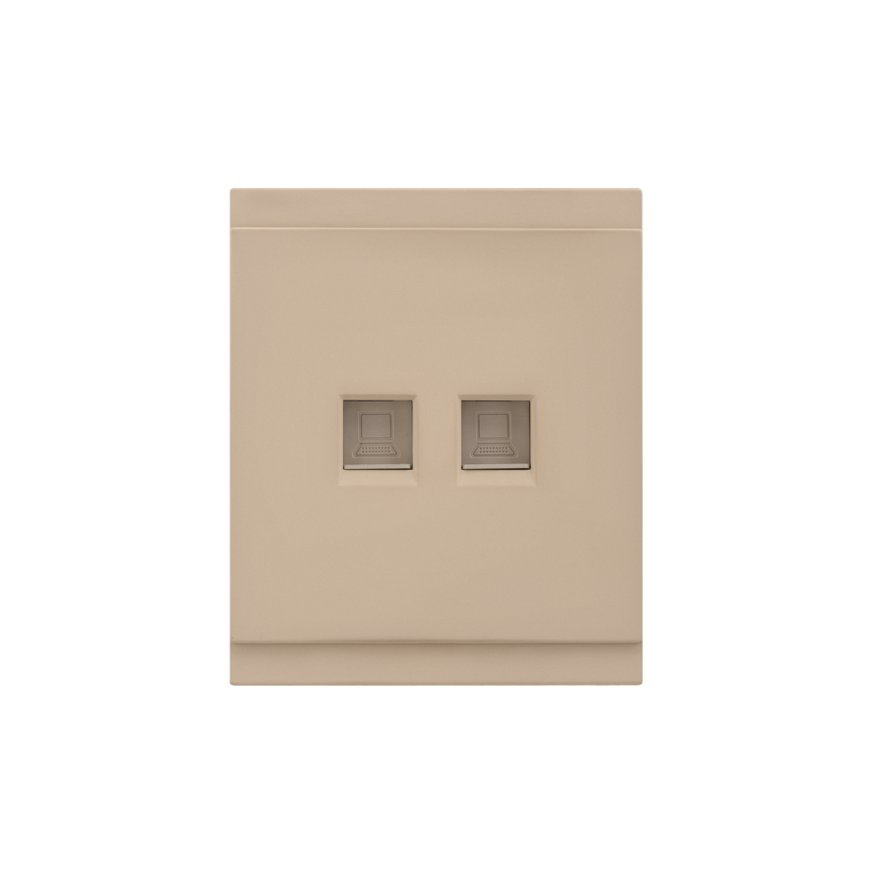 KRANZ SETE Розетка компьютерная двойная RJ45+RJ45 Категория 6, кашемир KR-79-0724-2