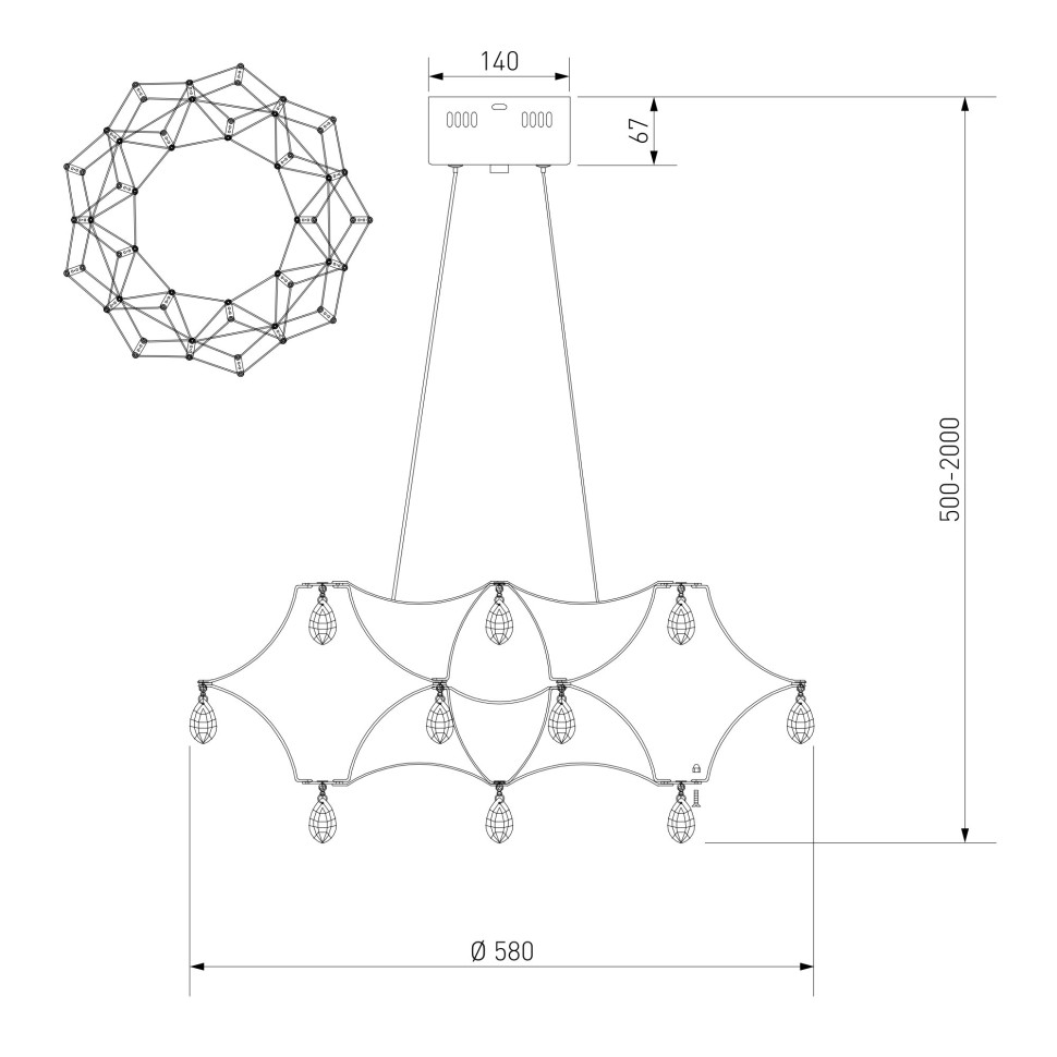 Подвесная светодиодная люстра с пультом управления 90401 LED