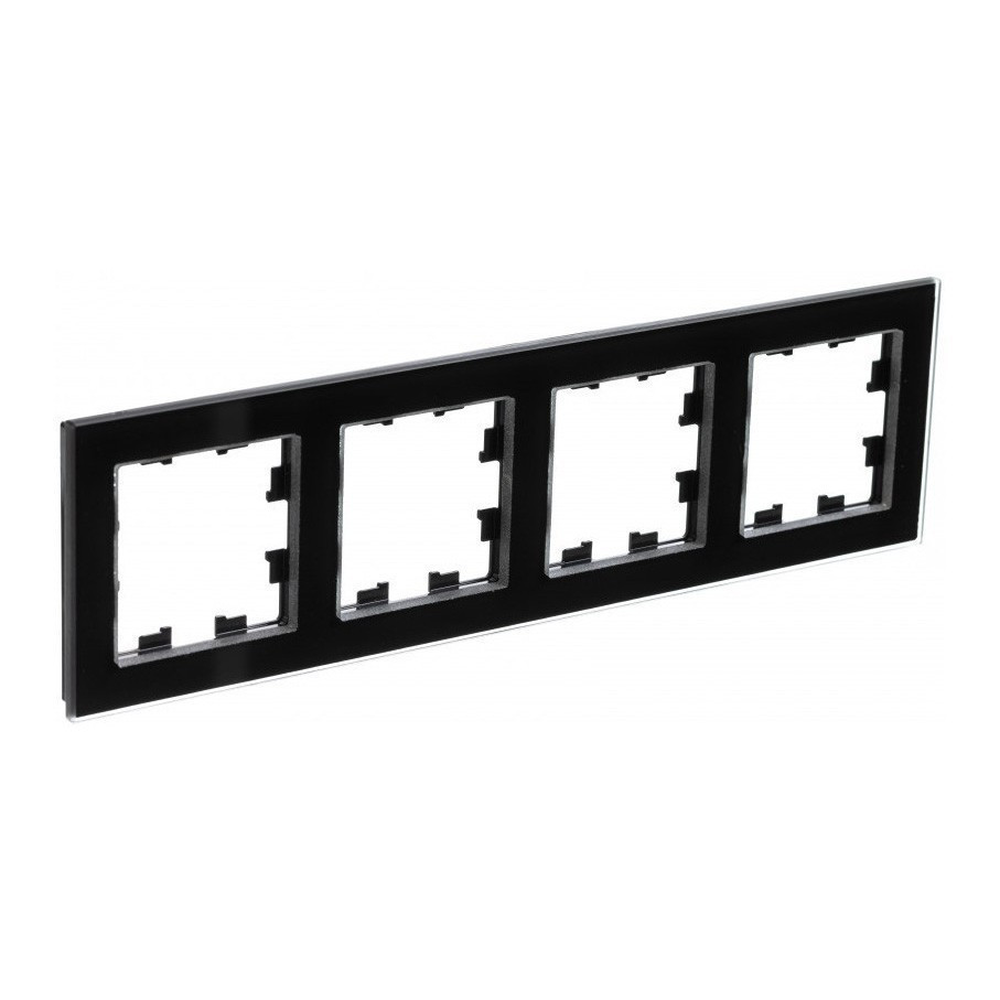 Рамка Systeme Electric Atlas Design Nature на 4 поста, черное стекло ATN321004