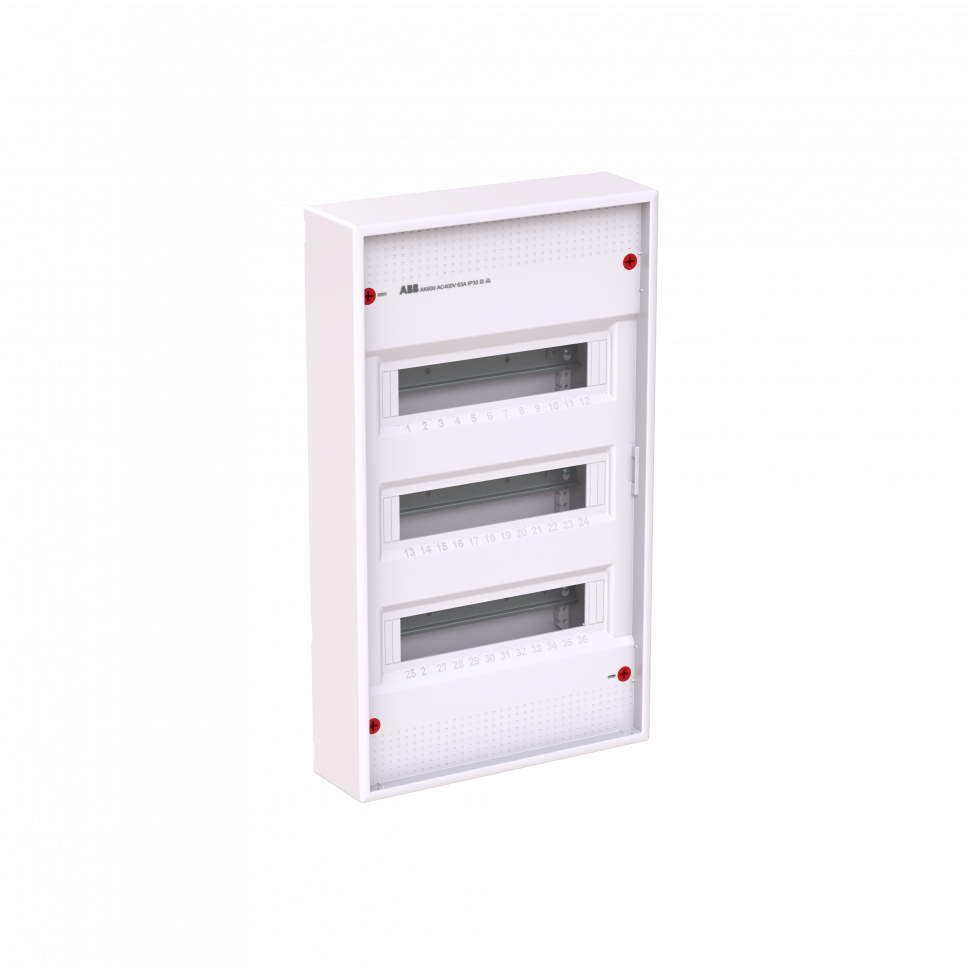 AK636E3 ABB Накладной шкаф на 36(42) модулей (с винтовыми клеммами N/PE) 3-рядный, IP30, без двери 2CPX032570R9999