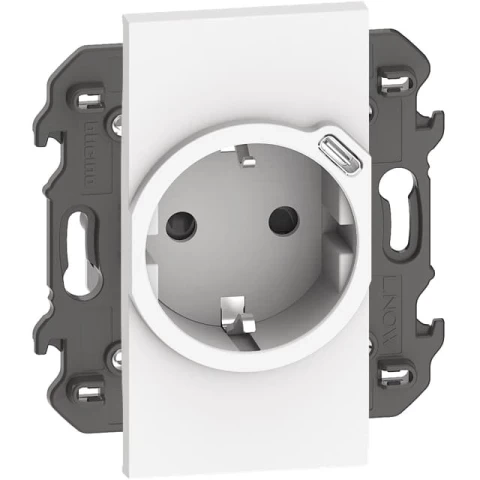 Розетка с USB зарядкой 2R+З/USB тип C ~250В 16А/=5В 1.5А автоматические клеммы