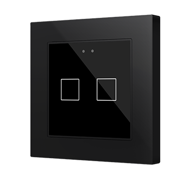 Zennio ZVIF55X2V2A Емкостный сенсорный выключатель с подсветкой (55 x 55 мм) Flat 55 X2v2, 2-кнопочный, цвет: черный