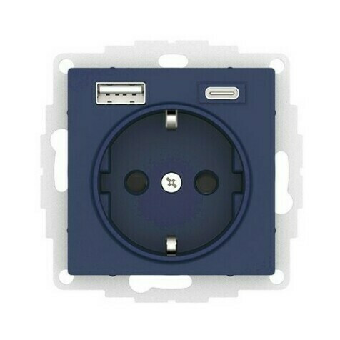 Розетка силовая+USB A+C Schneider Electric Atlas Design аквамарин ATN001132