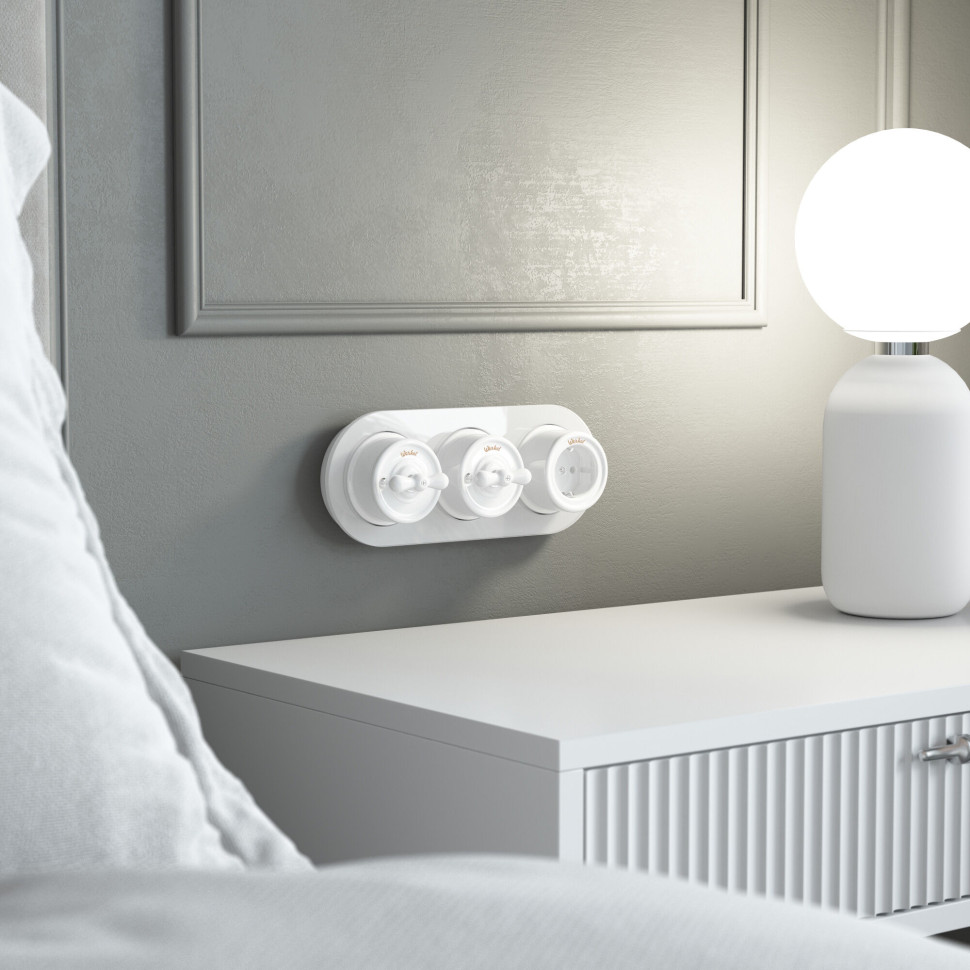 Переключатель/выключатель одноклавишный белый Ретро W5612001