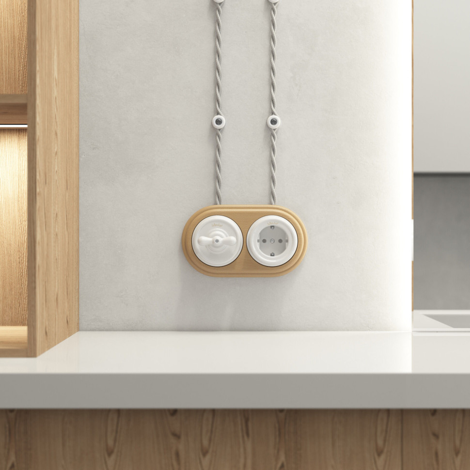 Переключатель/выключатель одноклавишный белый Ретро W5612001