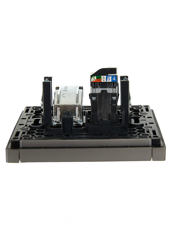 FORTE&PIANO Розетка двойная TV+RJ45 кат.5E FP536 сталь IEK