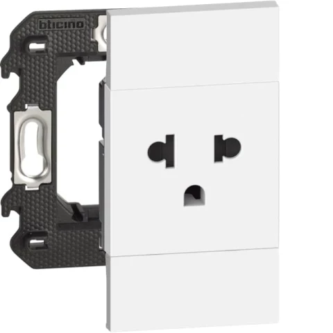 Розетка электрическая Euro-US стандарта 127/250В 16А винтовые клеммы 2 модуля, белый