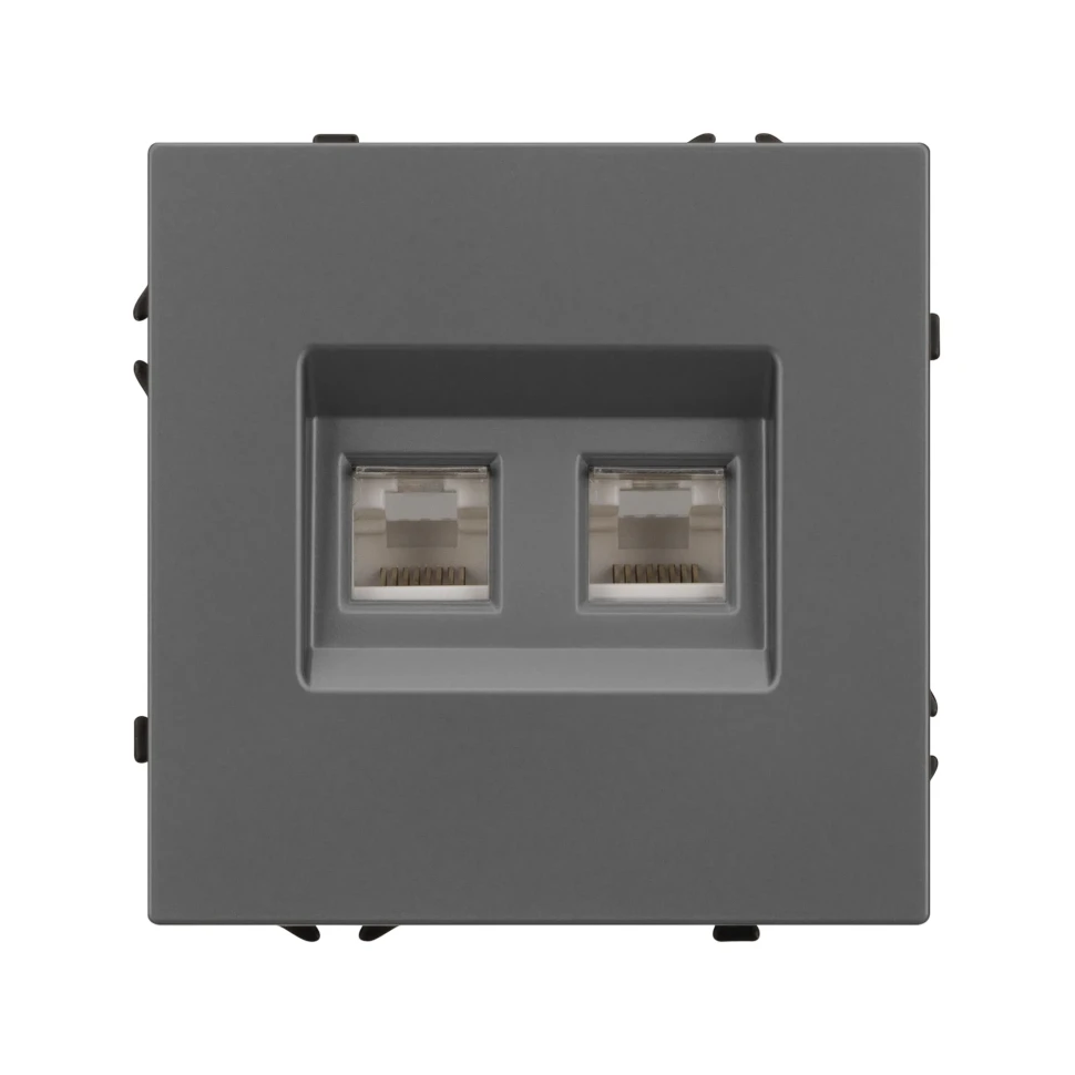 Розетка компьютерная двойная 6 kat, IP-20. NEO PLUS (cерый)  