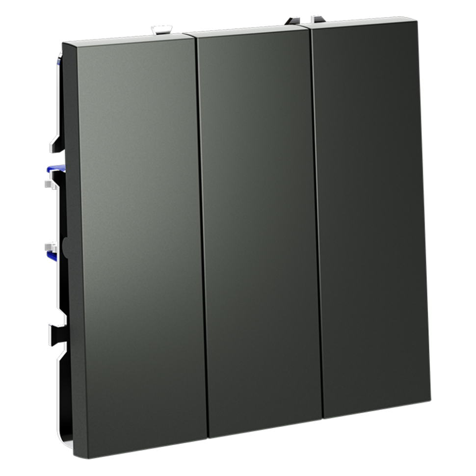 Выключатель встраиваемый VOLTUM S70 трехклавишный 10А, (титан)