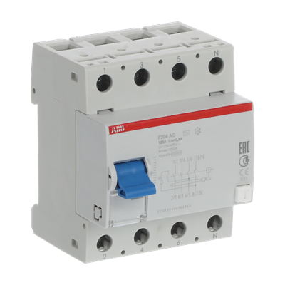 Устройство защитного отключения (УЗО) ABB F204 AC-125/0.3 Тип-AC  4P 125A 300мА 2CSF204001R3950