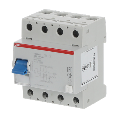 Устройство защитного отключения (УЗО) ABB F204 AC-125/0.3 Тип-AC  4P 125A 300мА 2CSF204001R3950