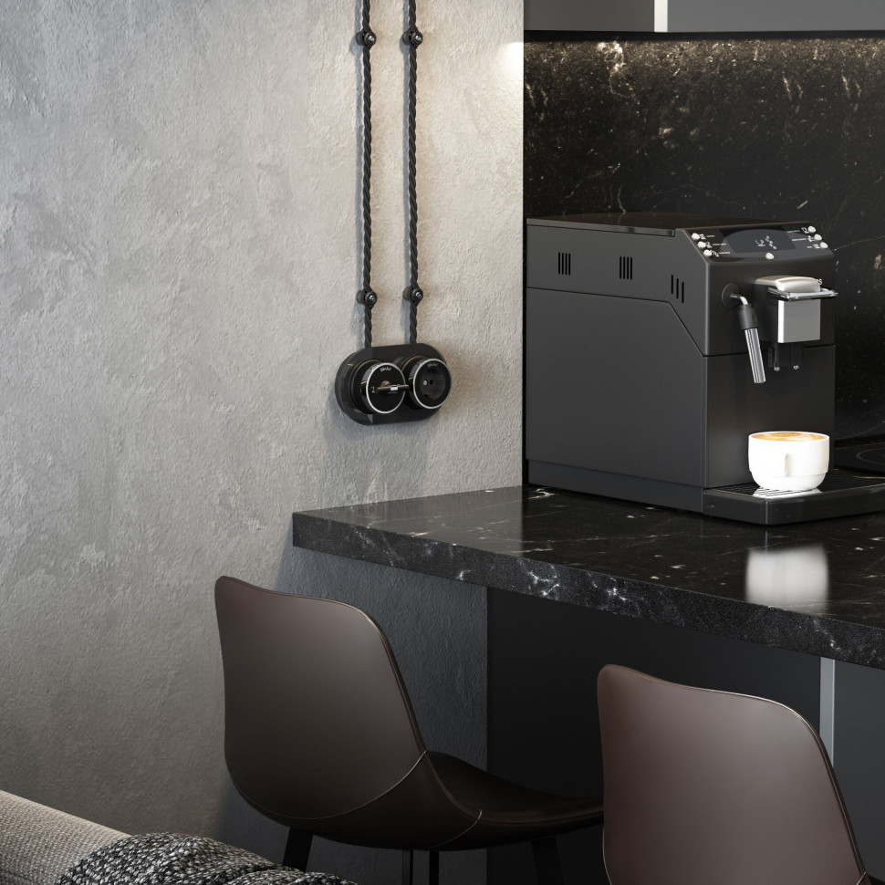 Переключатель/выключатель одноклавишный Vintage черный матовый/хром W5812051