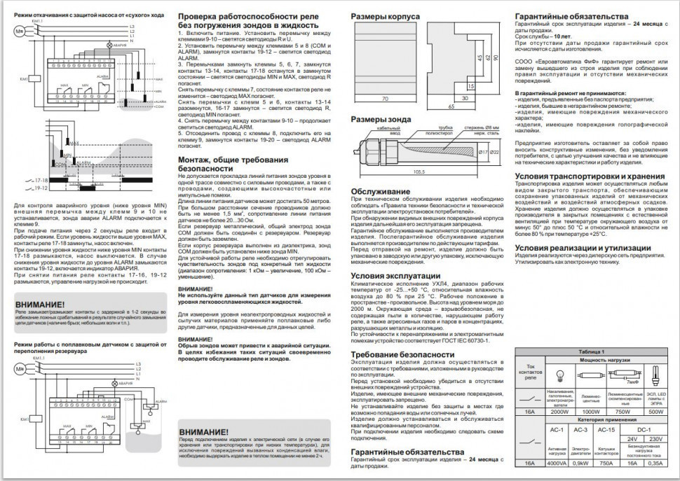 Реле уровня жидкости PZ-830