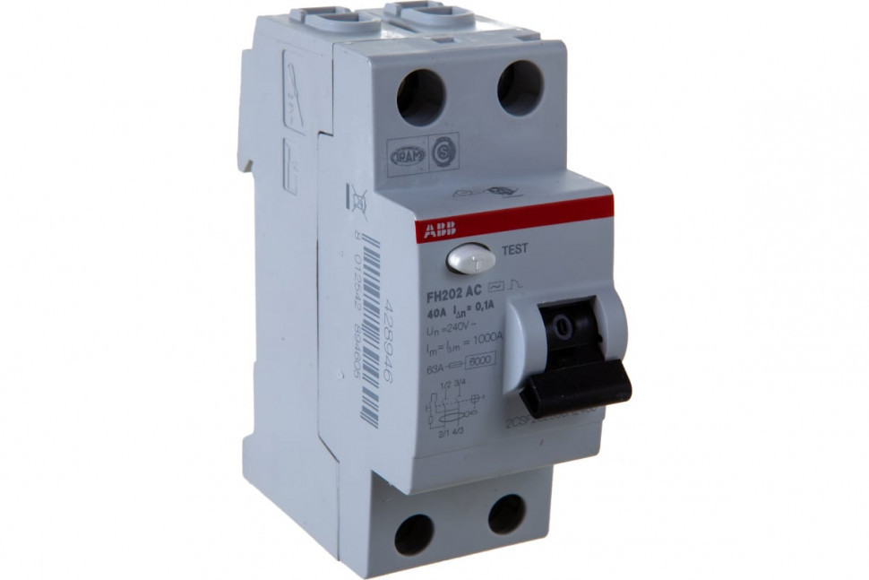 Устройство защитного отключения (УЗО) ABB FH202 AC-40/0.1 Тип-AС 2P 40A 100мА 2CSF202006R2400