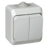 Выключатель двухклавишный 10АХ IP44 серый Systeme Electric Этюд BA10-042C