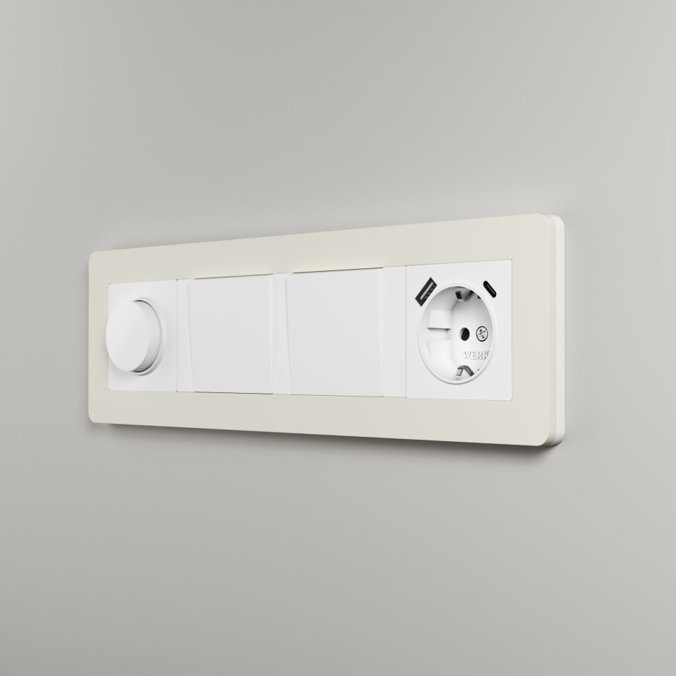 Рамка из поликарбоната на 4 поста Split айвори/белый, soft-touch W0043066