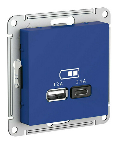 Зарядное устройство USB+Type C Schneider Electric Atlas Design аквамарин ATN001139