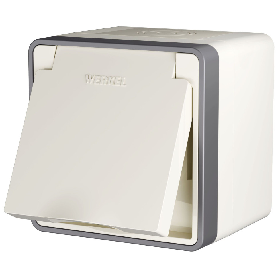 Розетка влагозащ. с зазем. с защит. крышкой и шторками Gallant слоновая кость W5071203