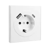 OTL Розетка одинарная с заземлением Schuko 250V, 16A с USB A+C, с защитными шторками, белый матовый, 5V, 3,1А, 20W, IP-20, контакты винтовые, Vertus-Electro, арт. VE-OTL-12/1-W 