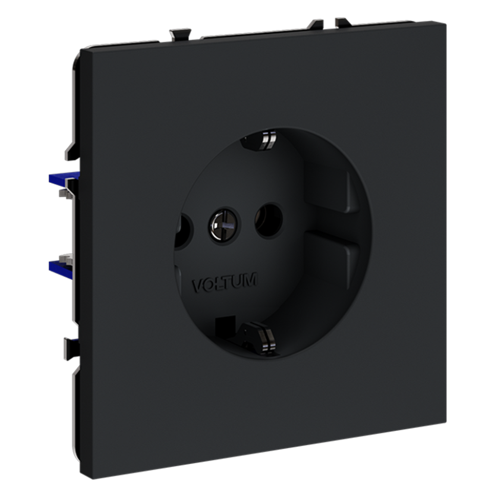 Розетка встраиваемая VOLTUM S70 с заземлением 16А, (графит)