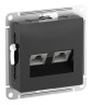 Розетка двойная Systeme Electric Atlas Design RJ-45 кат. 6a, карбон ATN001088