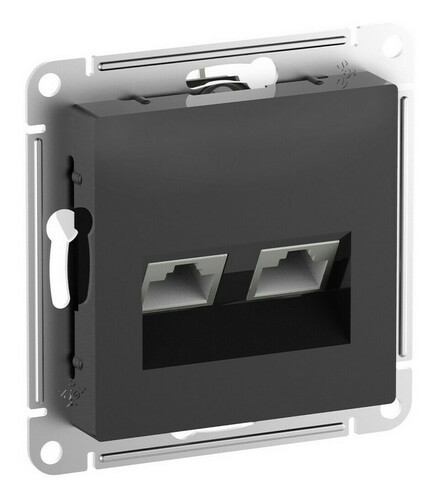 Розетка двойная Systeme Electric Atlas Design RJ-45 кат. 6a, карбон ATN001088