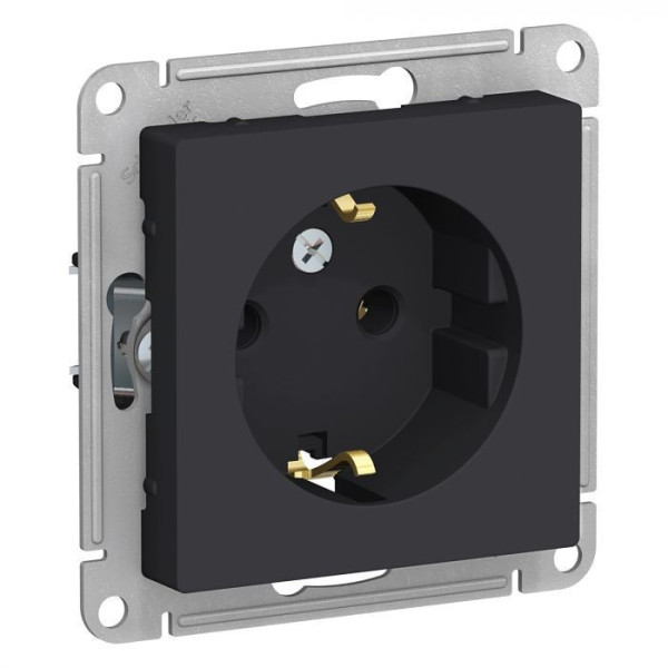 Розетка силовая Systeme Electric Atlas Design карбон ATN001043