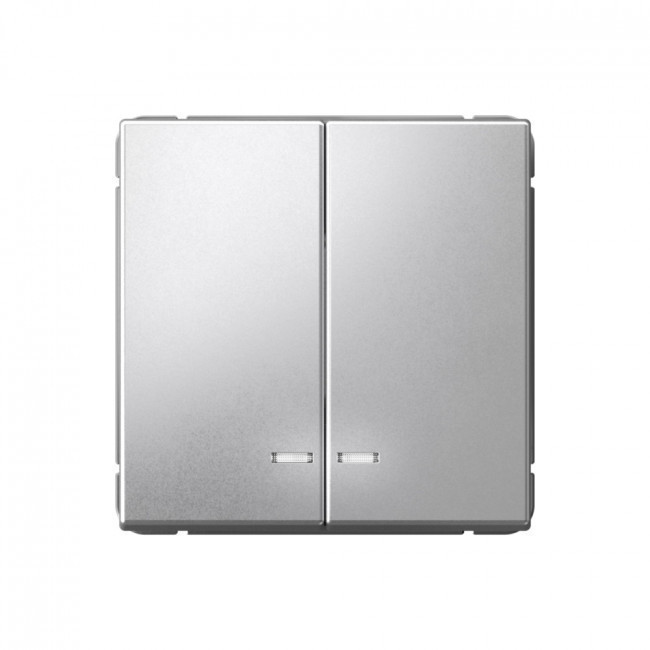 Выключатель двухклавишный Schneider Electric Art Gallery с подсветкой, Алюминий GAL000353
