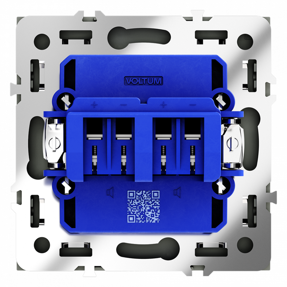 Розетка акустическая встраиваемая VOLTUM S70 4-местная, (черный матовый) VLS060308