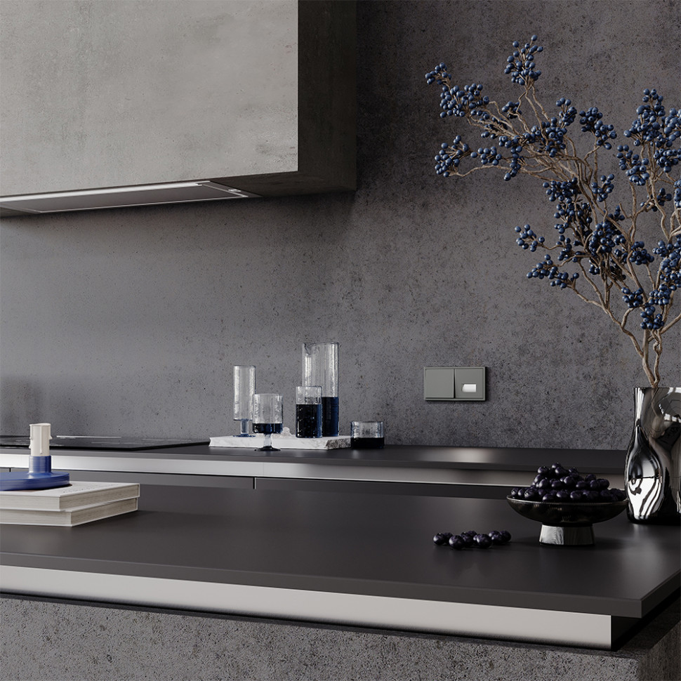 Выключатель встраиваемый VOLTUM S70 одноклавишный 10А, (титан)