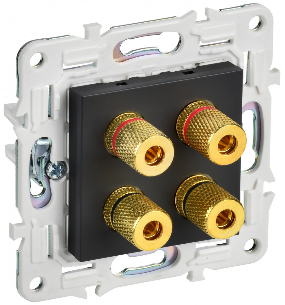 IEK SKANDY Аудиорозетка 4-местная SK-A01Bl черный , SK-S40-K02