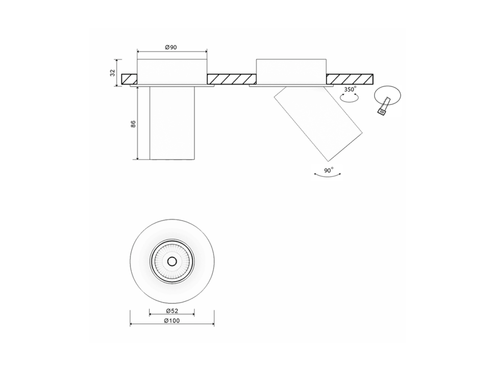  SWG PRO Крепление сменное М7 для светильников MINI VILLY, поворотное встраиваемое углубленное, цвет Белый, MINI-VL-M7-WH