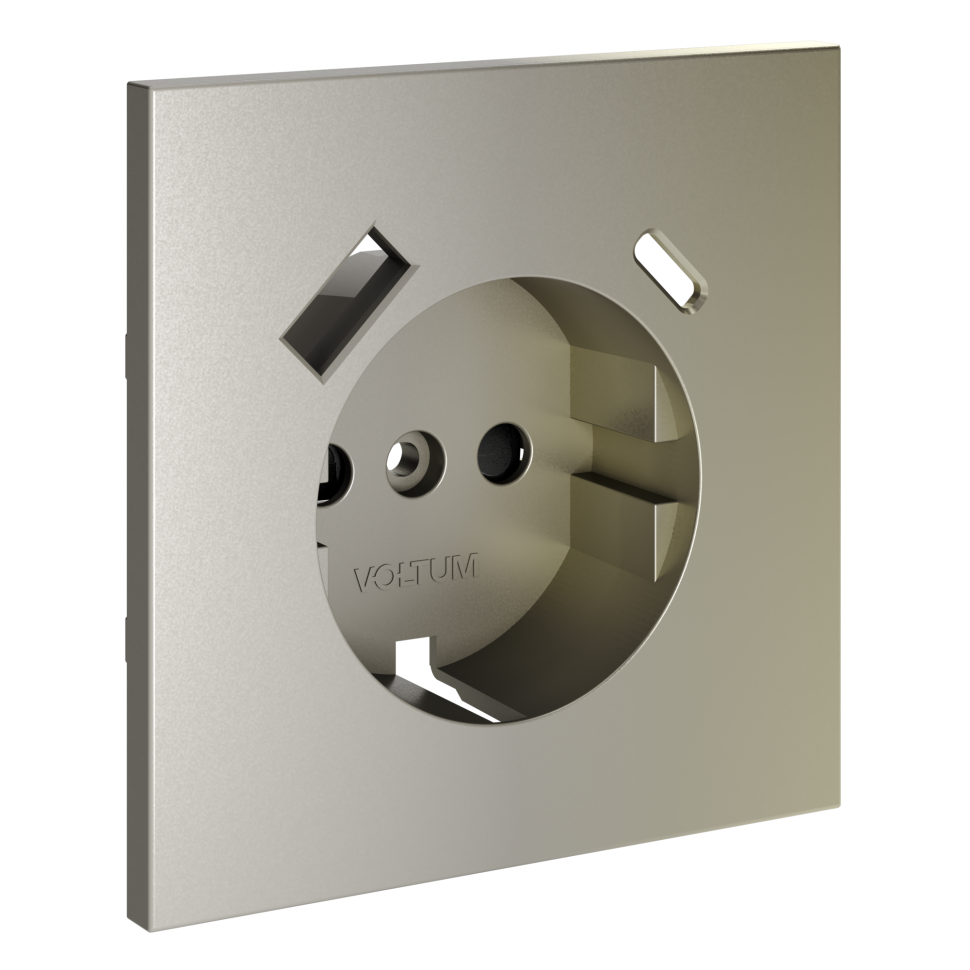 Накладка для розетки с заземлением и защитными шторками, с USB A+C, S70 (шелк)
