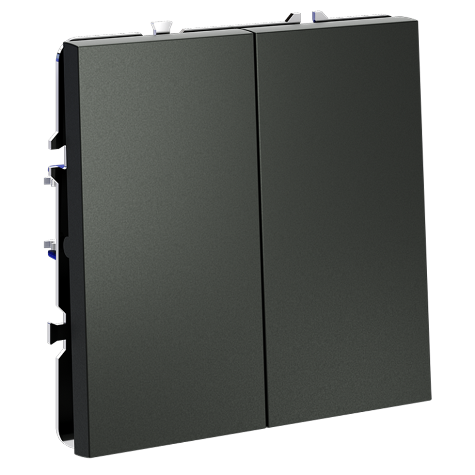 Проходной переключатель встраиваемый VOLTUM S70 двухклавишный 10А, (титан)