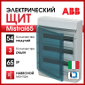 Бокс настенный 54М IP65 прозрачная зеленая дверь Mistral65 (с клемм) 1SLM006501A1208