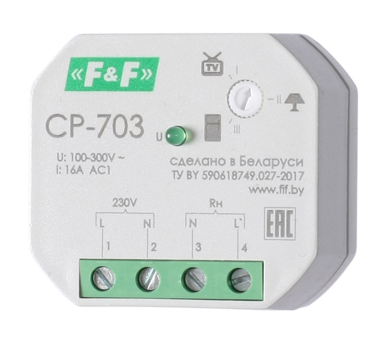 Реле напряжения (Однофазный-АС / Ампер-16 / Контакт-1NO) CP-703