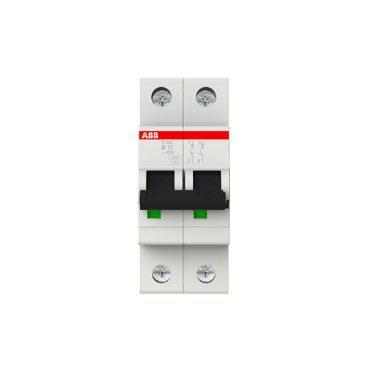 Автоматический выключатель ABB S202-B10 2P 10А 6kA (2CDS252001R0105)