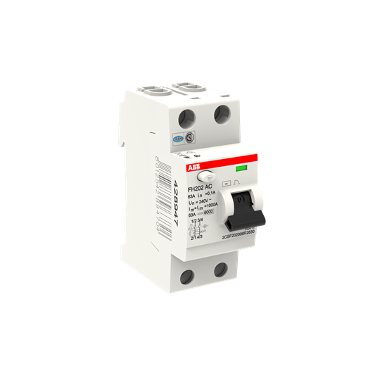 Устройство защитного отключения (УЗО) ABB FH202 AC-63/0.1 Тип-AС 2P 63A 100мА 2CSF202006R2630