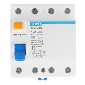 Устройства защитного отключения УЗО CHINT NXL-63 6kA 3P+N 40A 30mA тип АС (R) 280791