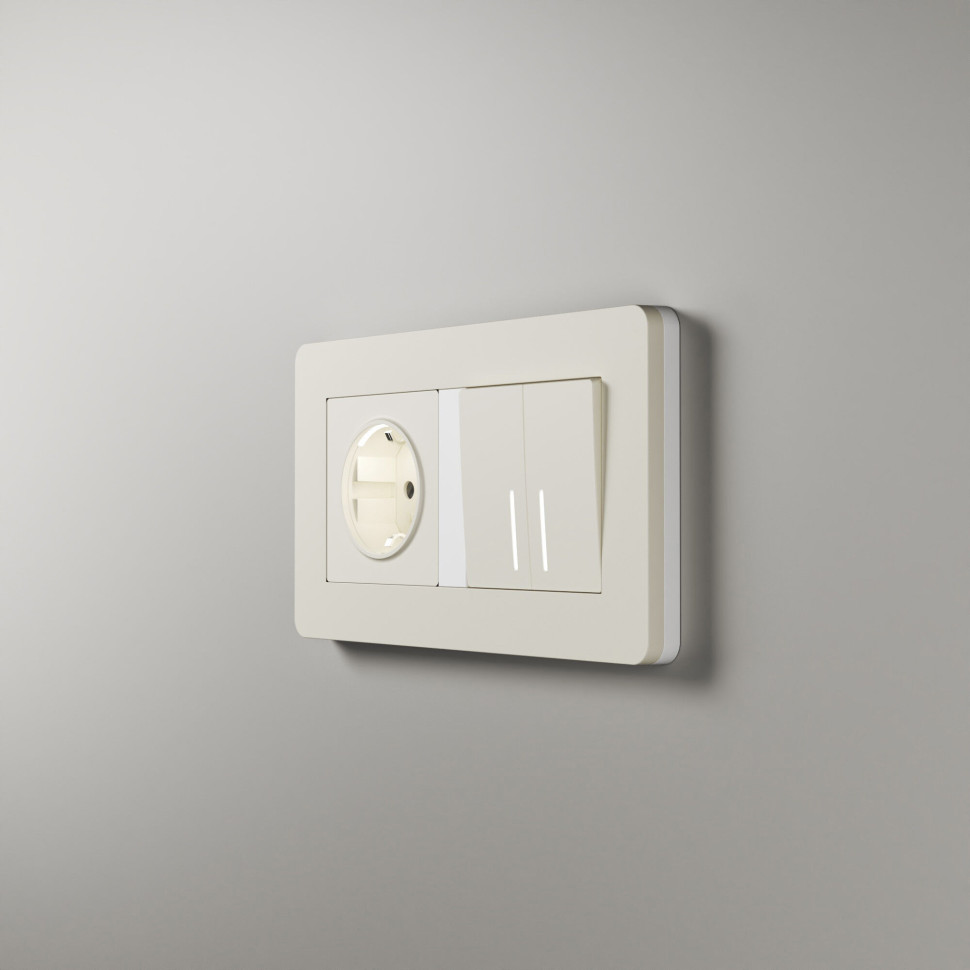 Рамка из поликарбоната на 2 поста Split айвори/белый, soft-touch W0023066