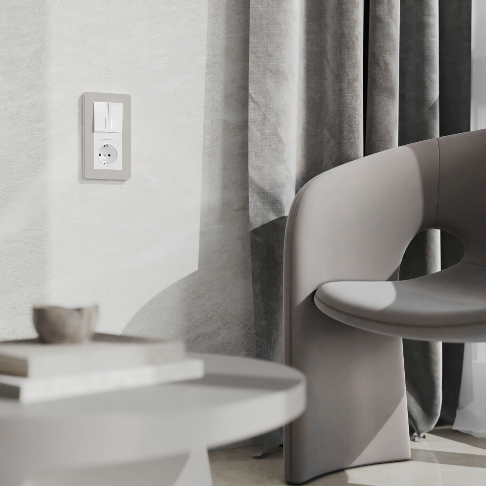 Розетка с заземлением, безвинтовой зажим (белая) W1171301